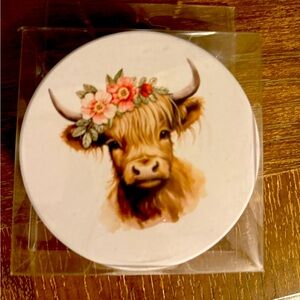 Hobby Lobby Highland Cow Coasters (4)